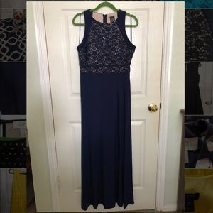Petite Navy Floor Length Gown